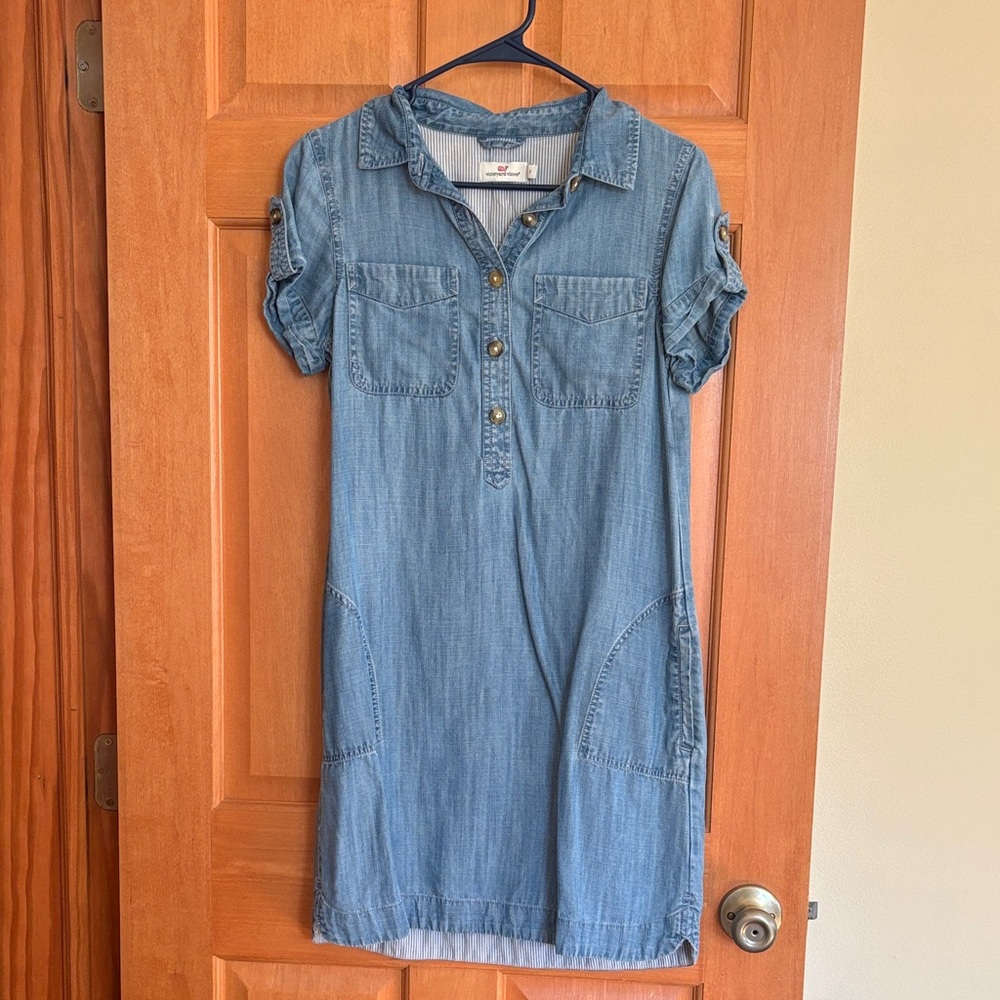 Vineyard Vines Blue Denim Chambray Midi Dress